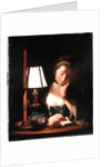 Woman Reading by a Paper-bell Shade, 1766 by Henry Robert Morland