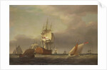 A Seascape with Men-of-War and Small Craft by Francis Holman