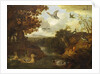 Ducks and other birds about a stream in an Italianate landscape, 1671 by Francis Barlow