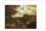 Ducks and other birds about a stream in an Italianate landscape, 1671 by Francis Barlow