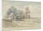 A Thatched Cottage and Trees at the Turn of a Country Road by James Ward