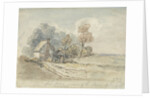 A Thatched Cottage and Trees at the Turn of a Country Road by James Ward
