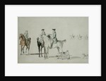 The Duke of Cumberland with a Gentleman and a Groom, all Mounted, and Dogs by Paul and/or Sandby Thomas Sandby