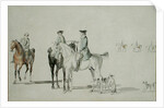 The Duke of Cumberland with a Gentleman and a Groom, all Mounted, and Dogs by Paul and/or Sandby Thomas Sandby