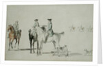 The Duke of Cumberland with a Gentleman and a Groom, all Mounted, and Dogs by Paul and/or Sandby Thomas Sandby