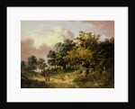 Wooded Landscape with Woman and Child Walking Down a Road by Robert Ladbrooke