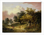 Wooded Landscape with Woman and Child Walking Down a Road by Robert Ladbrooke
