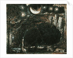 A Shepherd and his Flock under the Moon and Stars, c.1827 by Samuel Palmer