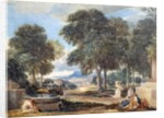 Landscape with a Man Washing his Feet at a Fountain, after Nicolas Poussin by David Cox