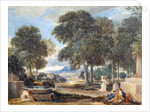 Landscape with a Man Washing his Feet at a Fountain, after Nicolas Poussin by David Cox