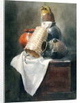 Still Life: Pots, Basket and Cloth on a Chest by Peter de Wint