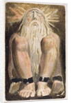 A naked man with a long, white beard by William Blake