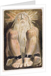 A naked man with a long, white beard by William Blake
