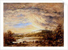 A River Landscape, Sunset by John Linnell