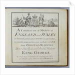 Title Page of 'A Compleat Sett of Mapps of England and Wales in General...', 1724 by Thomas Badeslade