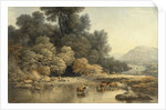 Hilly landscape with River and Cattle, c.1810 by John Glover