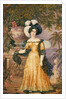 Lady Rowe, standing small full length on a terrace, a moonlit Jamaican landscape beyond by Isaac Mendes Belisario
