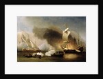 An Action off the Barbary Coast with Galleys and English Ships, c.1695 by Willem van de the Younger Velde