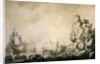 Ships and militia by a rocky shore, c.1680 by Willem van de the Elder Velde