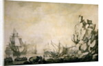 Ships and militia by a rocky shore, c.1680 by Willem van de the Elder Velde