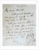 Sketch of a bearded man in profile in a letter to David Roberts by Daniel Maclise
