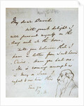 Sketch of a bearded man in profile in a letter to David Roberts by Daniel Maclise