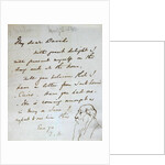 Sketch of a bearded man in profile in a letter to David Roberts by Daniel Maclise