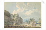 The Tithe Barn at Abbotsbury with the Abbey on the hill..., c.1795 by Thomas Girtin