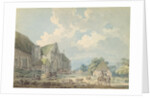 The Tithe Barn at Abbotsbury with the Abbey on the hill..., c.1795 by Thomas Girtin