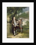 A Young Man with his Indian servant holding a portfolio by John Hamilton Mortimer