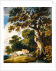 A wooded landscape with cattle and herdsmen by Gainsborough Dupont