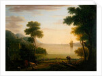 Classical landscape with figures and animals, Sunset, 1754 by John Wootton