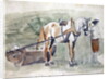 Man with a horse harnessed to a roller by Sawrey Gilpin