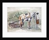 Man with a horse harnessed to a roller by Sawrey Gilpin