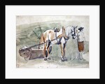 Man with a horse harnessed to a roller by Sawrey Gilpin