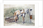 Man with a horse harnessed to a roller by Sawrey Gilpin