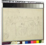 Rubbing down a horse in a paddock at a racetrack by Sawrey Gilpin