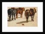 Three Cart-Horses in traces, back view by Peter de Wint
