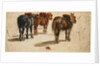 Three Cart-Horses in traces, back view by Peter de Wint