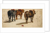 Three Cart-Horses in traces, back view by Peter de Wint