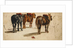 Three Cart-Horses in traces, back view by Peter de Wint