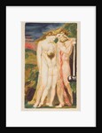 A nude woman looking down at a half-grown boy by William Blake