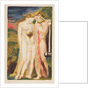 A nude woman looking down at a half-grown boy by William Blake
