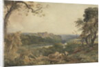 Castle above a River, Woodcutters in the Foreground by Peter de Wint
