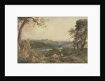 Castle above a River, Woodcutters in the Foreground by Peter de Wint