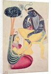 The God Krishna with his mortal love, Radha by Indian School