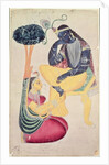 The God Krishna with his mortal love, Radha by Indian School