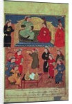 Ms. Supp. Pers. 1113 fol.203v Arghan Khan with two of his wives and his son Ghazan by Persian School