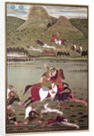 Maharana Jawan Singh of Mewar hunting wild boar, Udaipur by Indian School