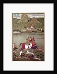 Maharana Jawan Singh of Mewar hunting wild boar, Udaipur by Indian School